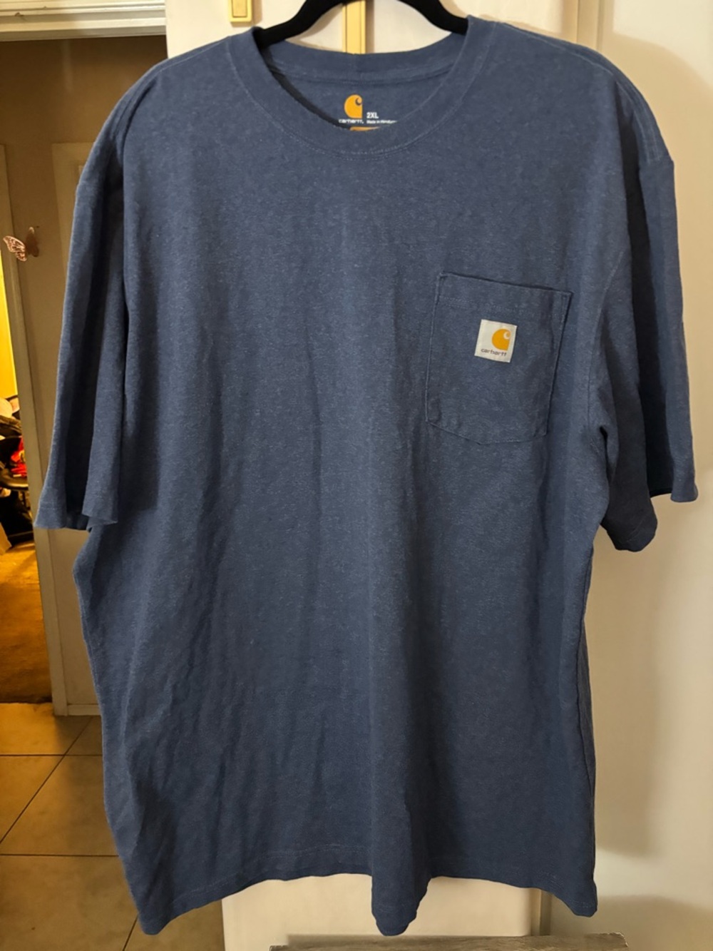 Carhartt Men’s Navy Blue Pocket short sleeve Tee, Size 2XL